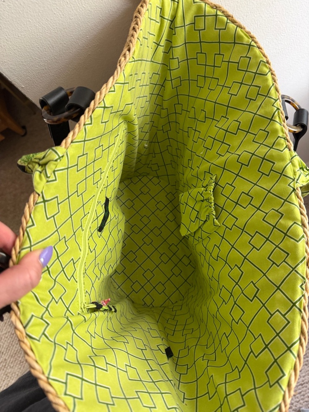 Vera Bradley large wicker tote beach bag - Picture 8 of 8
